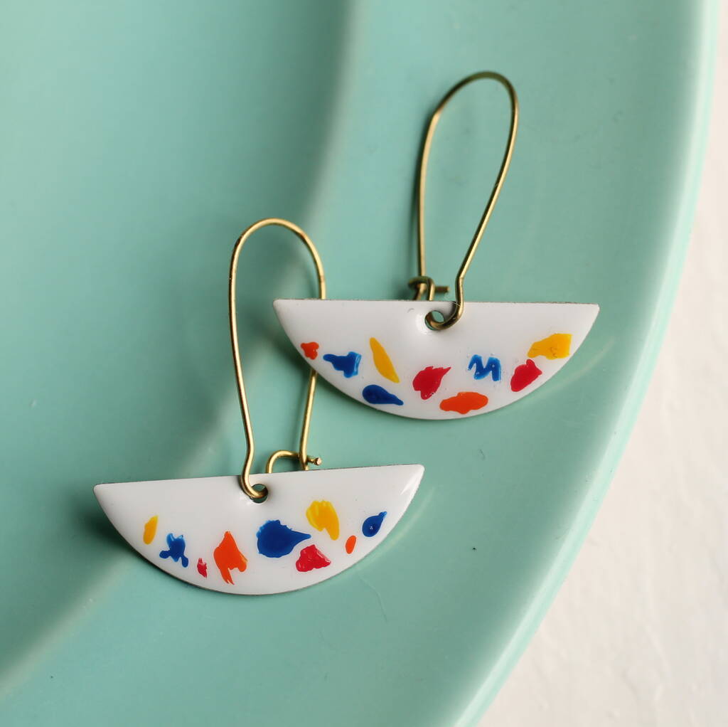 Pop Art Earrings White By Silk Purse, Sow's Ear