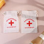G Decor Set Of Two Hangover Kit Bags Linen Party Recovery Pouches With Red Cross Design, thumbnail 7 of 7