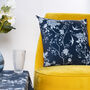 Luxury Soft Velvet Cushion Swallow Birds Flowers Blue, thumbnail 4 of 6