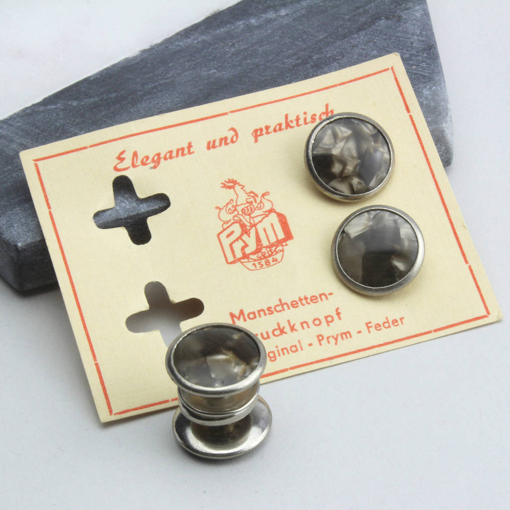 Image of Original Unused Marbled 1940's 'Push Stud' Cufflinks