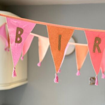 Pink 'Happy Birthday' Fabric Bunting, 3 of 4