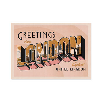 Greetings From London Retro Postcard Style Art Print, 2 of 4
