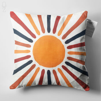 Vibrant Abstract Sun And Rays Personalised Chenille Cushion, 3 of 12