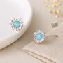 Sterling Silver Blue Opal Flower Stud Earrings, thumbnail 1 of 8