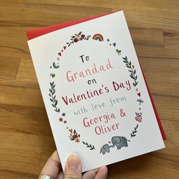 Personalised Valentine's Day Wreath Card For Grandad, 2 of 4