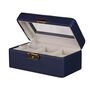Dad's Luxury Blue Faux Leather Trio Watch Box, thumbnail 2 of 12