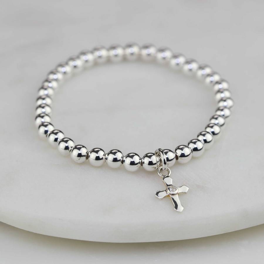 Child's Christening Bracelet With Silver Cross, 1 of 4