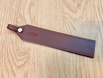Personalised Stamped Leather Bookmark, Conker Brown, 6 of 9