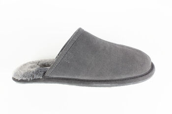 Snugtoes Mens Leather Slippers In Grey, 4 of 6