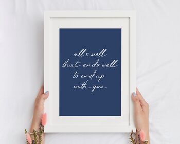 All's Well That Ends Well Navy Print, 3 of 5