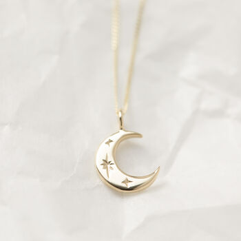 Solid Gold Crescent Moon Necklace, 5 of 11