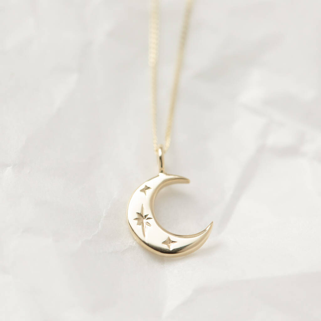 Solid Gold Crescent Moon Necklace By Ruby Tynan Jewellery