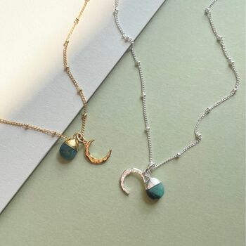 Tumbled Birthstone And Moon Charm Necklace, 4 of 12