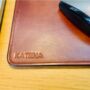 Personalised Stamped Leather Mouse Mat, Spanish Brown, thumbnail 9 of 12