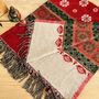 Handwoven Red Boho Recycled Cotton Throw Blanket, thumbnail 1 of 9