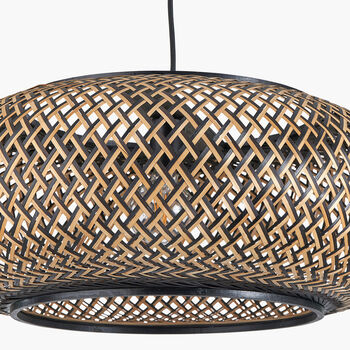 Large Black And Natural Rattan Pendant Ceiling Light, 5 of 9