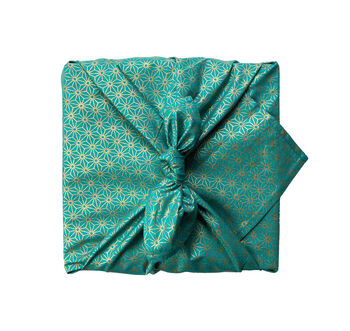 Jade With Gold Fabric Gift Wrap Reusable Furoshiki, 2 of 7