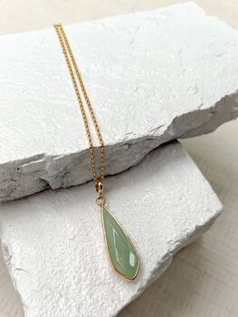 Aventurine Droplet Necklace Real 18k Gold Plated, 4 of 6