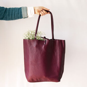 Burgundy Soft Leather Tote Shopper, 3 of 9