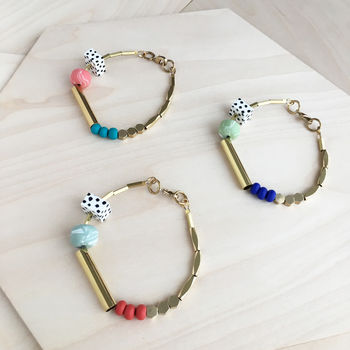 Marble And Brass Dots Bracelet, 6 of 7