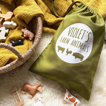Personalised Farm Animals Toy Storage Bag, 2 of 4