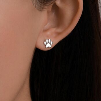 Sterling Silver Paw Print Flat Back Studs, 3 of 11