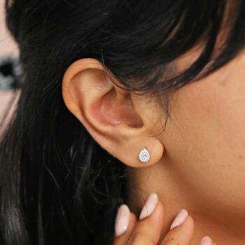 Sterling Silver Crystal Teardrop Stud Earrings, 2 of 5