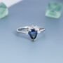 Pear Cut Sapphire Blue Cz Crown Ring In Sterling Silver, thumbnail 3 of 12