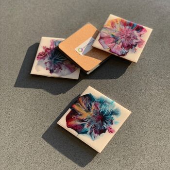 Colourful Blooming Flowery Coasters | Set Of Two Left, 3 of 7