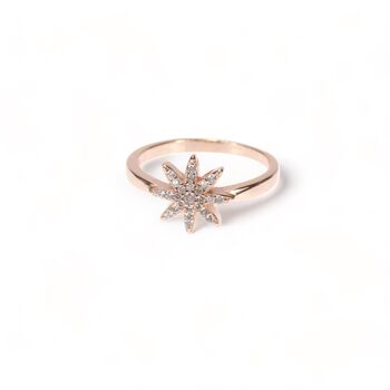Small Star Sun Rings, Cz , Gold Vermeil On 925 Silver, 3 of 10