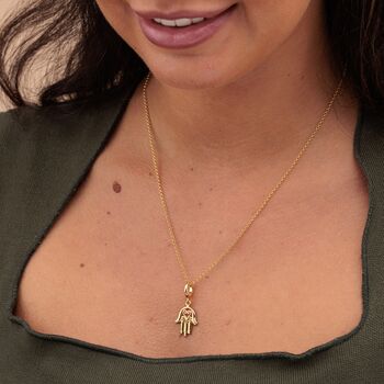 18ct Gold Fatima Hand Charm Necklace, 3 of 6