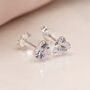 Tiny Sterling Silver Cubic Zirconia Heart Stud Earrings, thumbnail 3 of 6