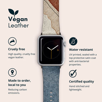 Blue Watercolour Vegan Leather Apple Watch Band, 2 of 6