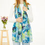 Blue And Green Tie Dye Floral Print Scarf, thumbnail 2 of 6