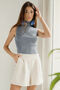 Grey High Neck Ribbed Sweater Vest In Grey, thumbnail 1 of 4