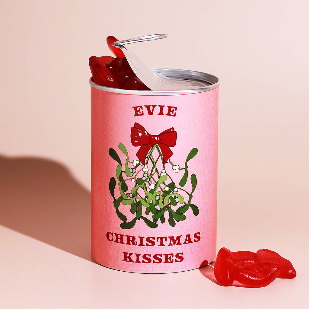 Personalised Christmas Kisses Sweet Tin Stocking Filler By Celebratin