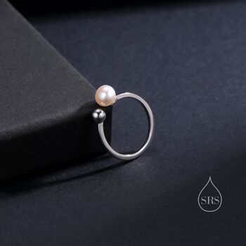 Minimalist Pearl And Ball Open Ring, 7 of 10