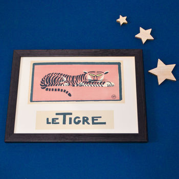 Le Tigre Framed Vintage French Tiger Print, 3 of 5