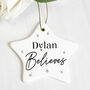 Believes Christmas Personalised Star Tree Decoration, thumbnail 1 of 3