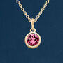 Yellow Gold Plated October Pink Tourmaline Birthstone Necklace, thumbnail 2 of 12