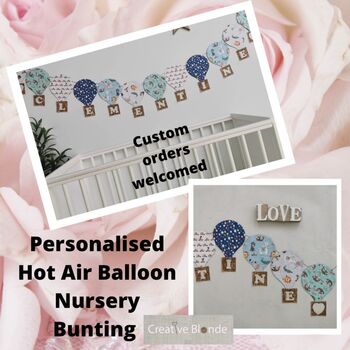 Bunting Hot Air Balloon, Personalised Gift Kids Room, 2 of 12