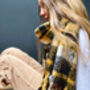 Personalised Mustard Check Fringed Scarf, thumbnail 1 of 4