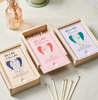 Personalised Wedding Details Wooden Matchbox, 5 of 9