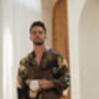 Men's Black Satin Kimono Robe, thumbnail 6 of 7