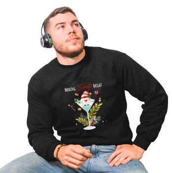 Making Spirits Bright Black Christmas Jumper With Festive Cocktail Design, 7 of 8