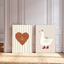 Nursery Set Of Two Heart And Goose Art Prints, thumbnail 1 of 4