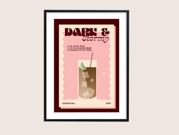 Retro Cocktail Dark And Stormy Print, 4 of 5