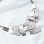 Silver Colour Layered Rectangle Statement Necklace, thumbnail 3 of 5