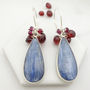 Garnet And Kyanite Earrings In Sterling Silver, thumbnail 2 of 4
