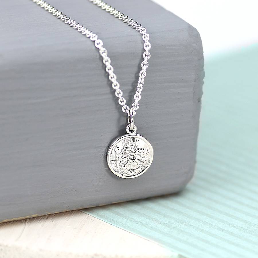 silver mini st christopher necklace by hersey silversmiths ...